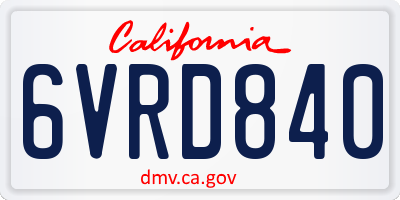 CA license plate 6VRD840