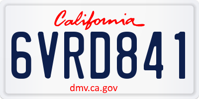 CA license plate 6VRD841