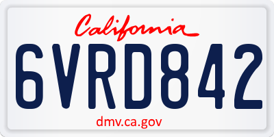 CA license plate 6VRD842