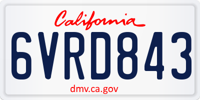 CA license plate 6VRD843