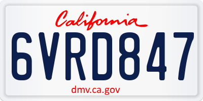 CA license plate 6VRD847