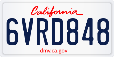 CA license plate 6VRD848