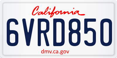 CA license plate 6VRD850