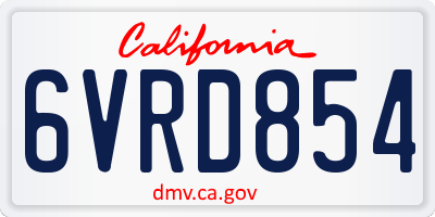CA license plate 6VRD854