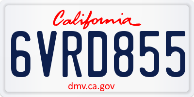CA license plate 6VRD855