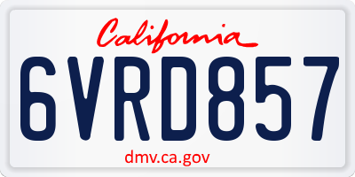 CA license plate 6VRD857