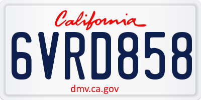 CA license plate 6VRD858