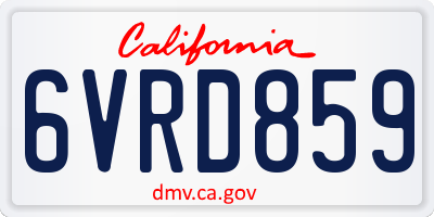 CA license plate 6VRD859