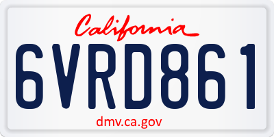 CA license plate 6VRD861