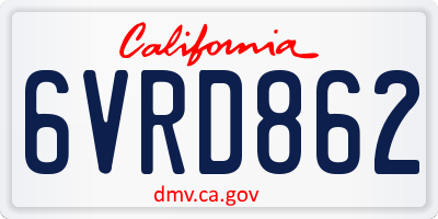 CA license plate 6VRD862