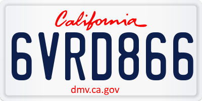 CA license plate 6VRD866