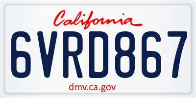 CA license plate 6VRD867