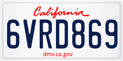 CA license plate 6VRD869