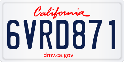 CA license plate 6VRD871