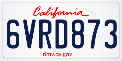 CA license plate 6VRD873