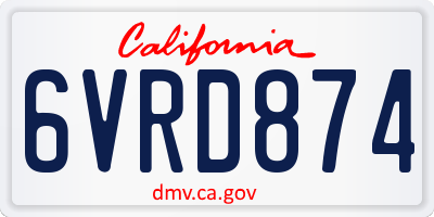 CA license plate 6VRD874
