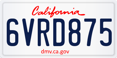 CA license plate 6VRD875
