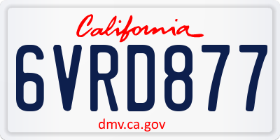 CA license plate 6VRD877