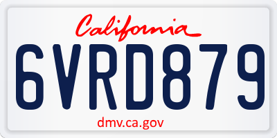 CA license plate 6VRD879