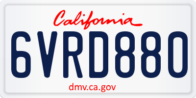 CA license plate 6VRD880