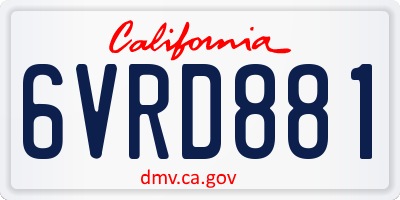 CA license plate 6VRD881