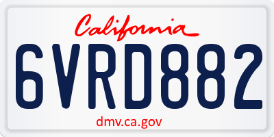 CA license plate 6VRD882