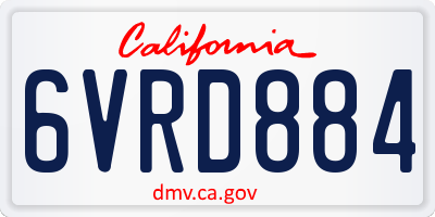 CA license plate 6VRD884