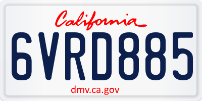 CA license plate 6VRD885