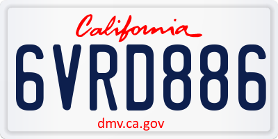 CA license plate 6VRD886