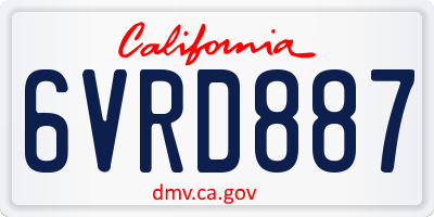 CA license plate 6VRD887