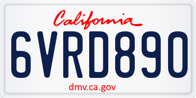 CA license plate 6VRD890