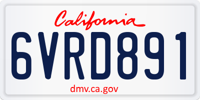 CA license plate 6VRD891