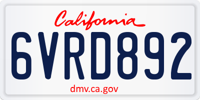 CA license plate 6VRD892