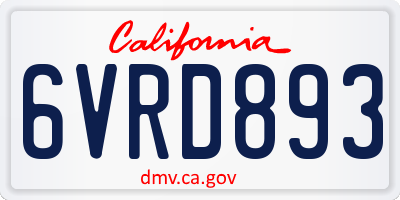 CA license plate 6VRD893