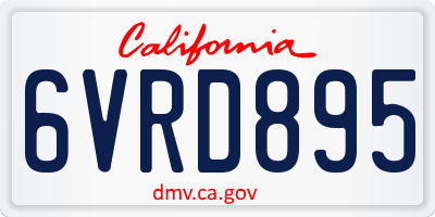CA license plate 6VRD895