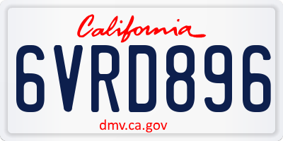 CA license plate 6VRD896