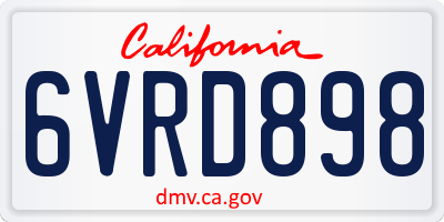 CA license plate 6VRD898