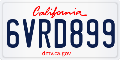 CA license plate 6VRD899