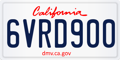CA license plate 6VRD900