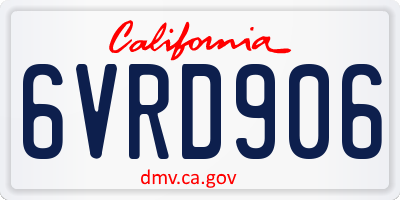 CA license plate 6VRD906