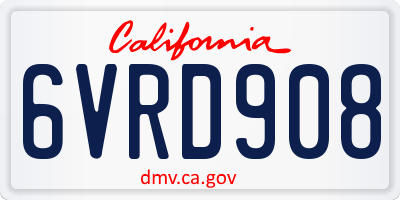 CA license plate 6VRD908