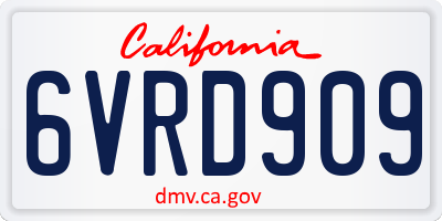 CA license plate 6VRD909
