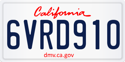 CA license plate 6VRD910