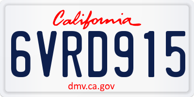 CA license plate 6VRD915