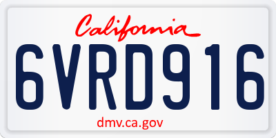 CA license plate 6VRD916