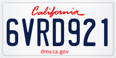 CA license plate 6VRD921