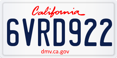 CA license plate 6VRD922