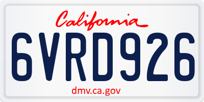 CA license plate 6VRD926