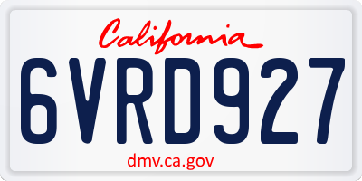 CA license plate 6VRD927