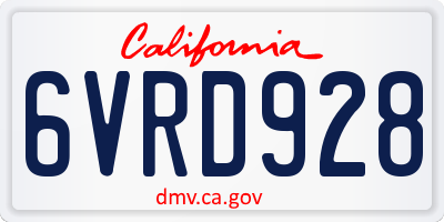 CA license plate 6VRD928